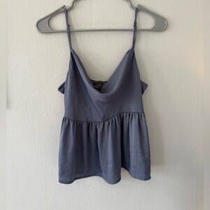 American Eagle Outfitters Blue Silk Babydoll Cowl Neck Camisole